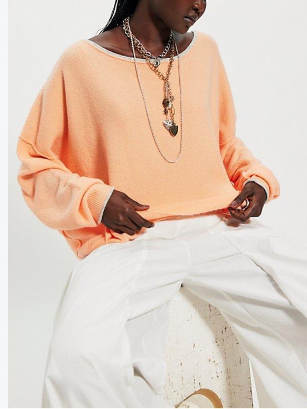 Free People Peach Crewneck Softspun Sweater